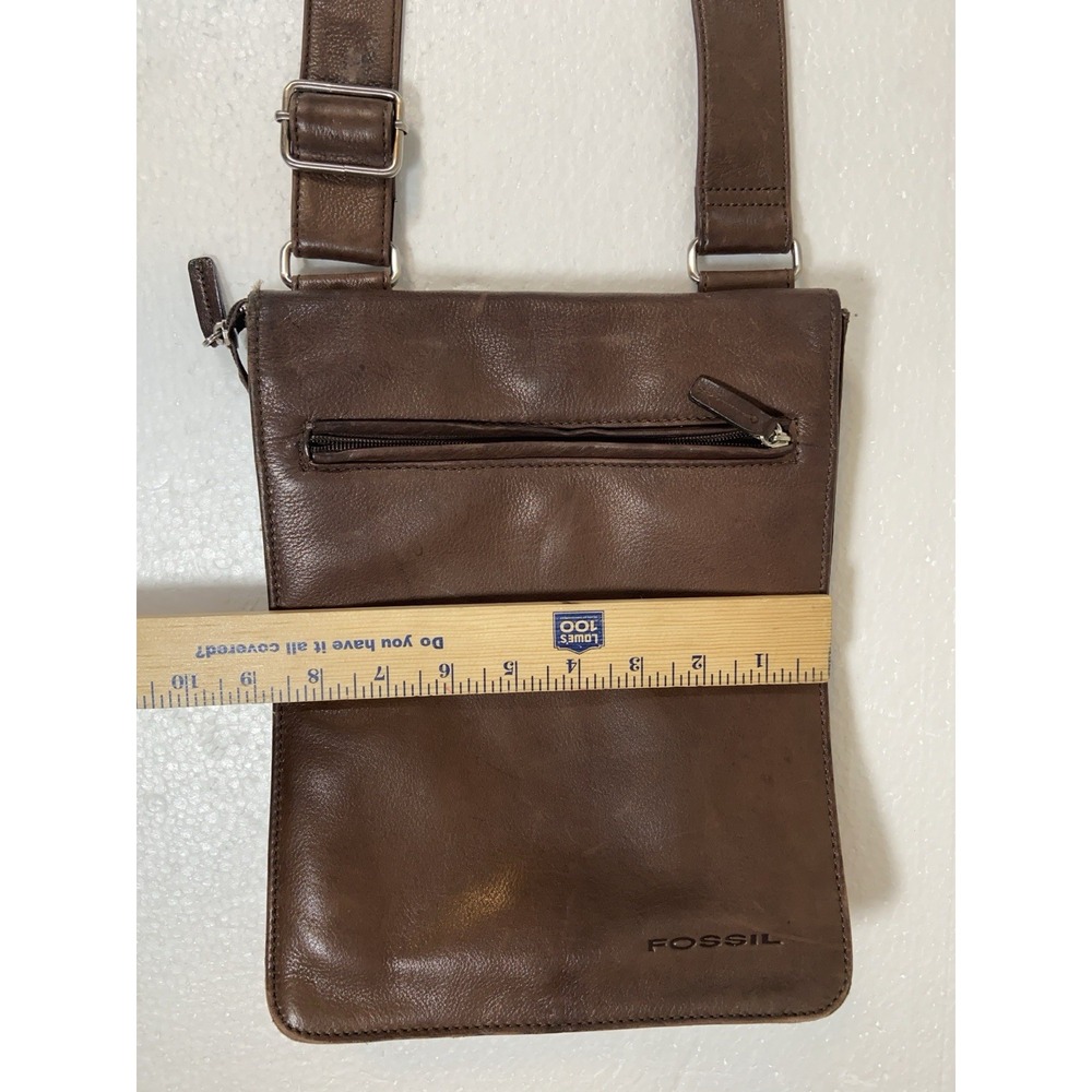 Vintage FOSSIL Brown Genuine Leather Crossbody Purse Handbag, Pre-Owned - Picture 5 of 17